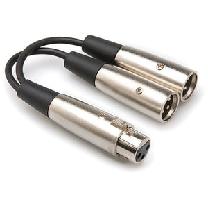 Hosa YXM-121 XLR3 Female to Dual XLR3 Male Y Cable, 6 Inch - The Camera Box