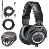 Audio-Technica ATH-M50x Sound-Isolating Monitor Headphones (Black) with SL-HP-07 Headphone Case - The Camera Box