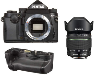 Pentax KP 24.32 Ultra-Compact Weatherproof DSLR Camera (Black) with Pentax DA 18-55mm f/3.5-5.6 AL WR Zoom Lens and Pentax D-BG7 Battery Grip