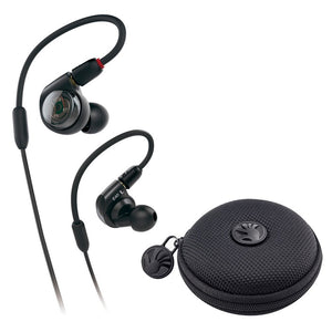 Audio-Technica ATH-E40 E-Series Professional In-Ear Monitor Headphones + SLAPPA SL-HP-09 HardBody Earbud Case (Black) - The Camera Box