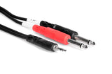 Hosa CMP-153 3.5 mm TRS Male to Dual 1/4" TS Male Stereo Breakout Cable, 3 Feet - The Camera Box