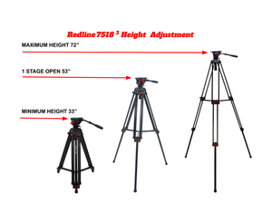 Redline 7518-3 Professional Video/DSLR/Mirrorless Tripod with F18-3 Fluid Head