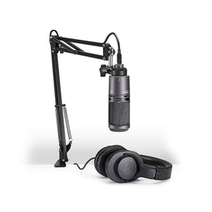 Audio-Technica AT2020USB+PK Vocal Microphone Pack with ATH-M20x, Boom & USB Cable for Podcasting - The Camera Box