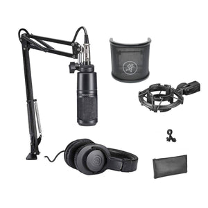 Audio-Technica AT2020 Studio Microphone Pack with ATH-M20x, Boom & XLR Cable, Shockmount and Pop Filter