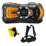 Ricoh WG-70 Waterproof 16MP Digital Camera, 2.7" LCD with Optio Floating Wrist Strap and Chest Harness (Orange)